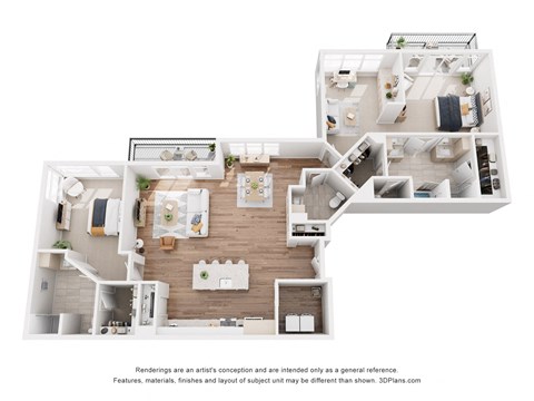 Floor plan for 2 beds, 2.5 baths, 1800 sqft